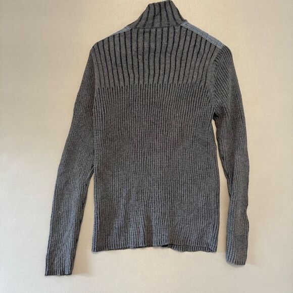 Calvin Klein Men’s Grey Zip Up Knit Sweater Size Small High Neck Cotton Blend - Picture 4 of 9